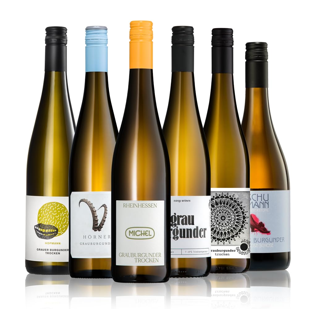 GEILE WEINE Weinpaket GRAUBURGUNDER (6 x 0,75) Probierpaket mit Grauburgunder aus Deutschland