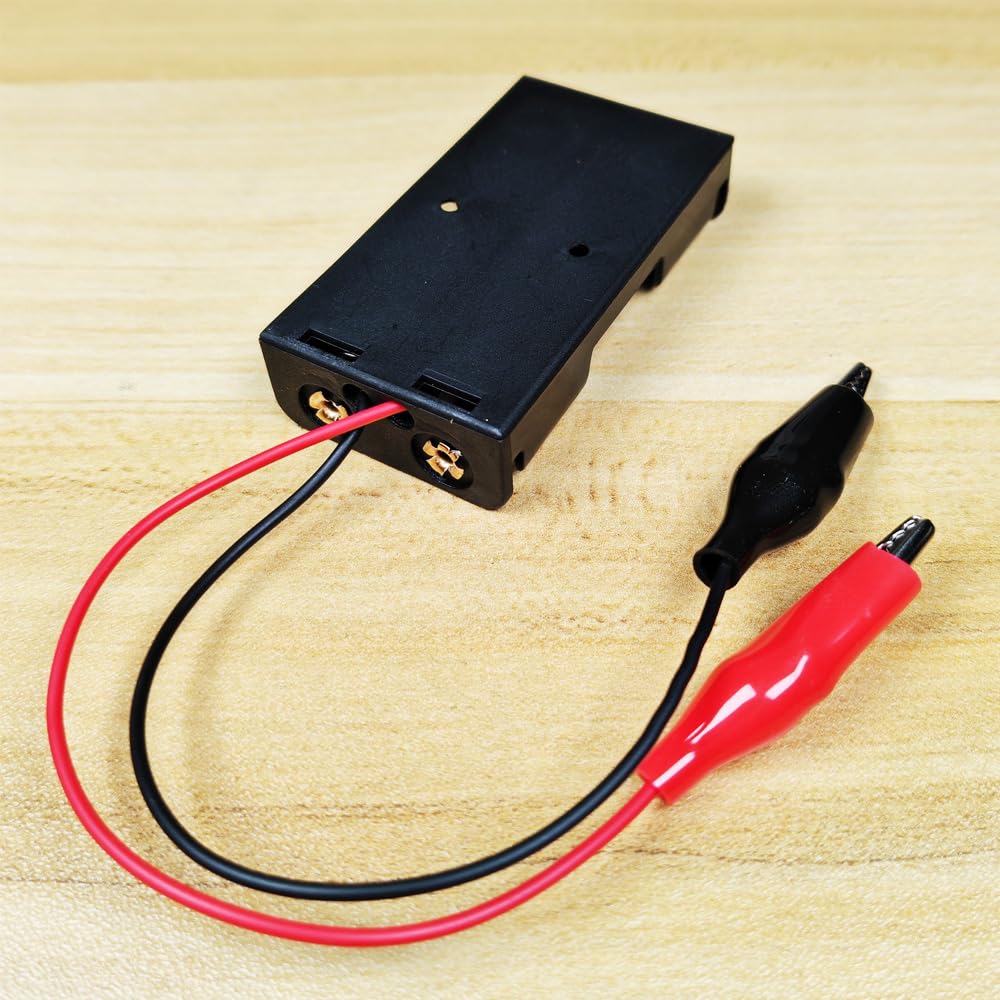 Gebildet Portabatterie Doppio AA, Portabatterie AA da 2x 1.5 V con Cavi con Clip a Coccodrillo, Portabatterie AA con Cavi con Clip a Coccodrillo (Confezione da 6)