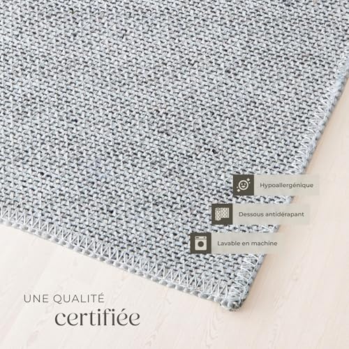 Tapis poil ras antidérapant tectake 80x150cm lavable contre les taches - 7