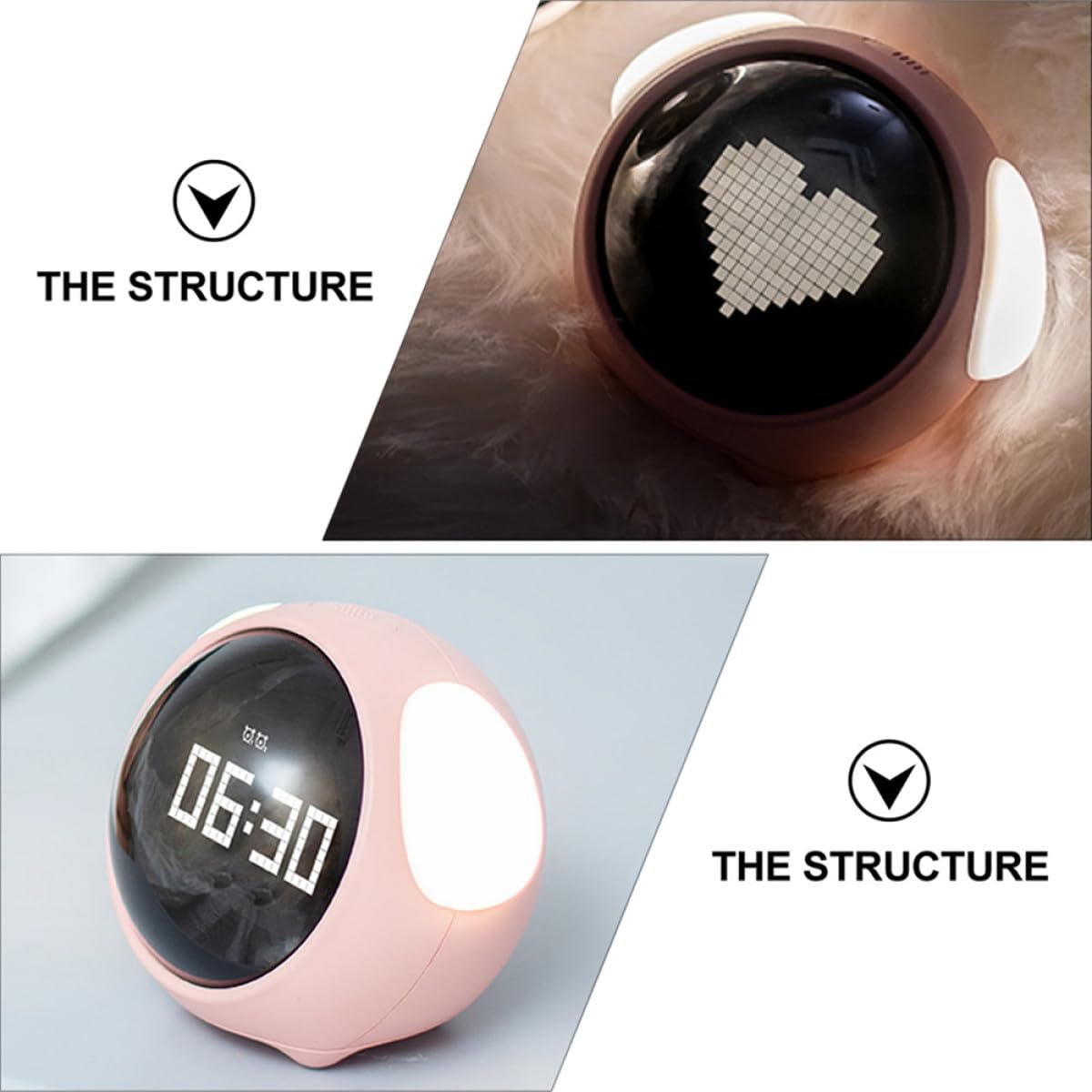 Garneck Réveil LED Numérique Garçon et Filles Affichage Température, Réveil Lumineux Rose à Répétition, Horloge Intelligente Tactile Chambre Garçon Fille, Veilleuse Intégrée