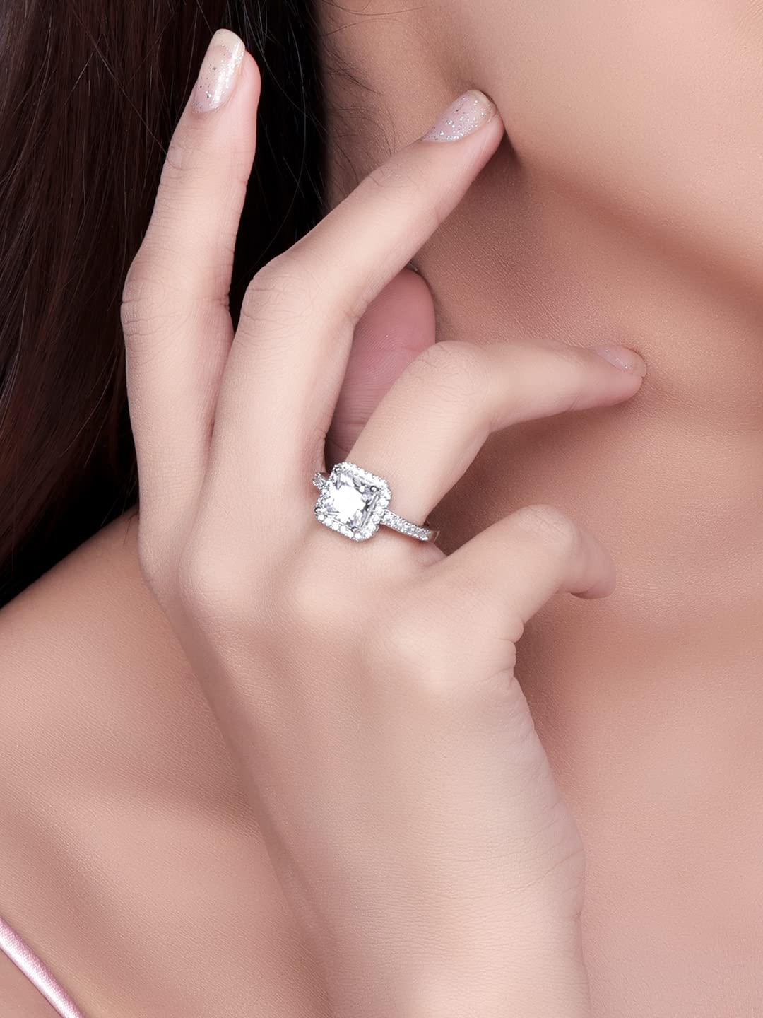 925 Sterling Valentine CZ Finger Ring, Women's