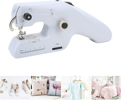 Miniatura 6 de Máquina de coser de mano, herramienta de coser inalámbrica, mini máquina de coser eléctrica portátil de doble línea con mango ergonómico, enchufe de