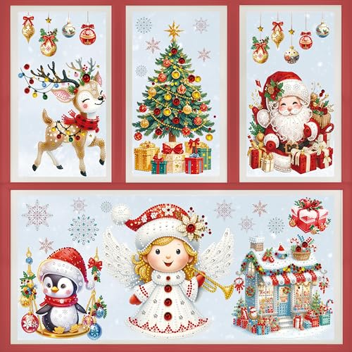Fensterbilder Weihnachten-4D Diamant Visuelle Weihnachtsfensterbilder...