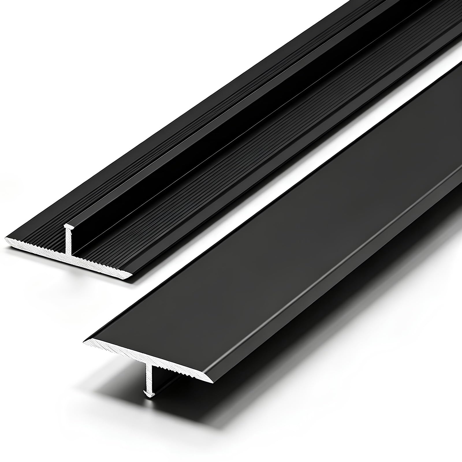 Profilo A T Per Transizione Pavimenti Profilo In Lega Di Alluminio | Per Pavimenti Laminati Striscia Divisoria per Transizioni Fluide e Senza Interruzioni(Black,2cmx110cm)