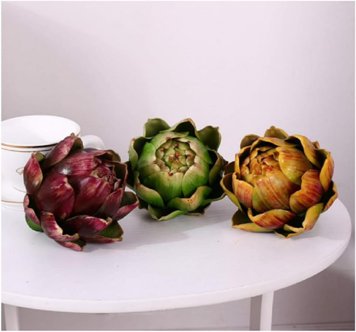 WESAPPINC 9pack Large Green Fake Artichokes Artificial Vegetables and Fake Fruits for Kitchen Decorations