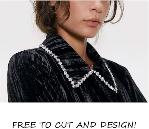 Miniatura 5 de Jerler Borde de diamantes de imitación, aplique de cadena de diamantes de imitación, ideal para decoración de bricolaje y adornos de ropa de boda,