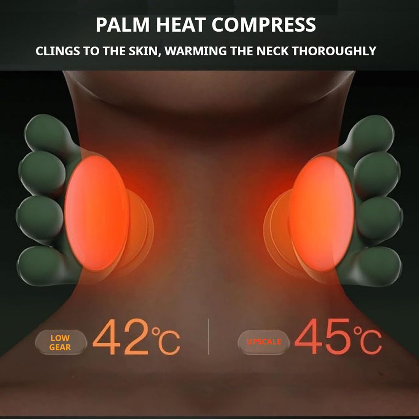 Masajeador Portátil De Cuello Y Hombros Con Forma De Mano Y Calor, Masaje Eléctrico Shiatsu Para Aliviar El Dolor De Cuello Y Espalda, Relajación Con Tacto De Manos Reales Para El Hogar,La Oficina