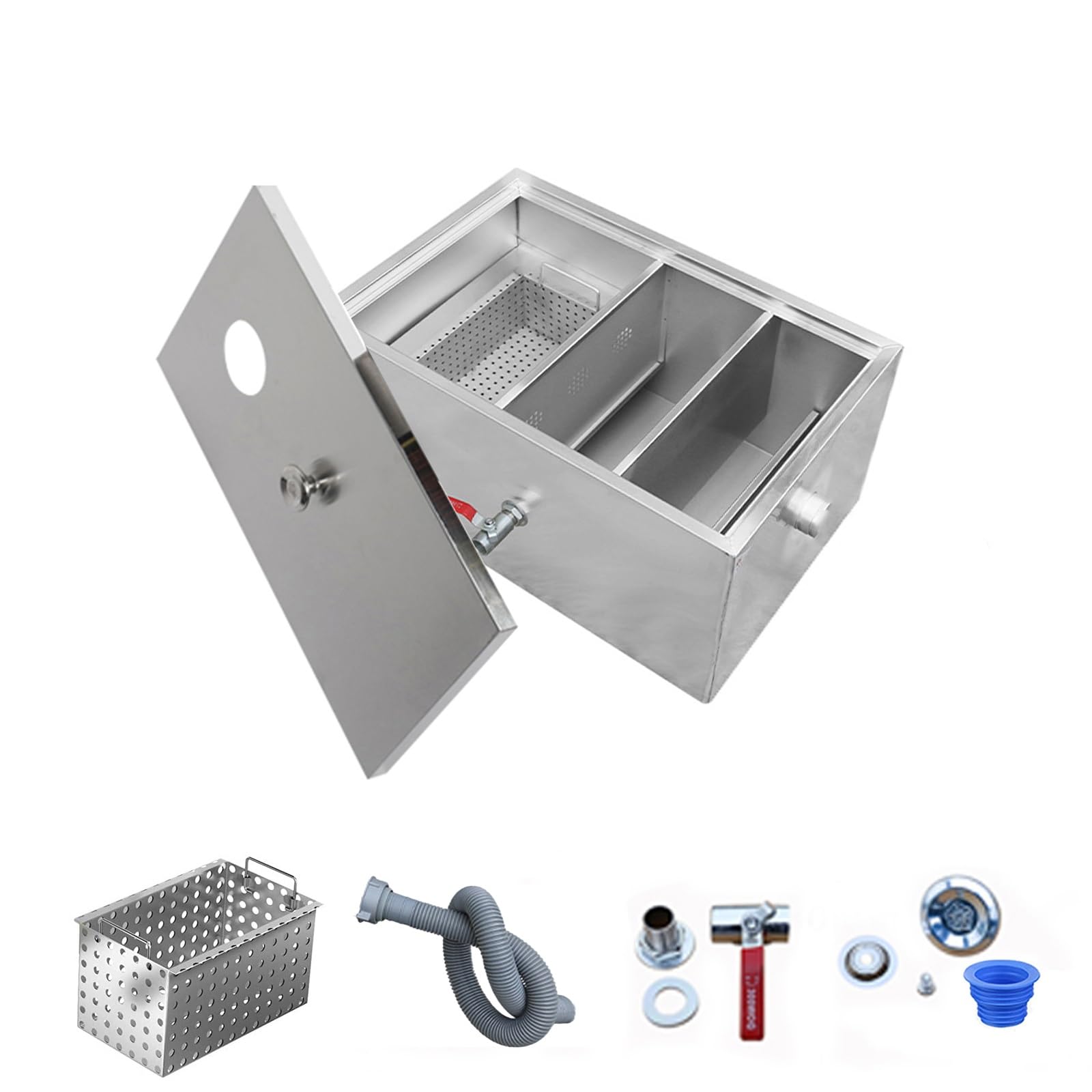 Bac à Graisse Acier Inoxydable Intercepteur de Graisse à Graisse Commercial pour Outils de Cuisine à Domicile de Restaurant (Size : 45 x 25 x 23cm/18 x 10 x 9in)