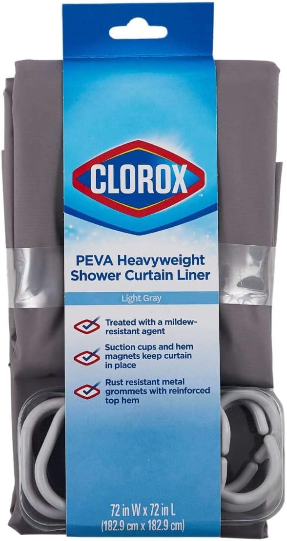 Clorox Treated Premium Grey Shower Curtain Liner 70"x72