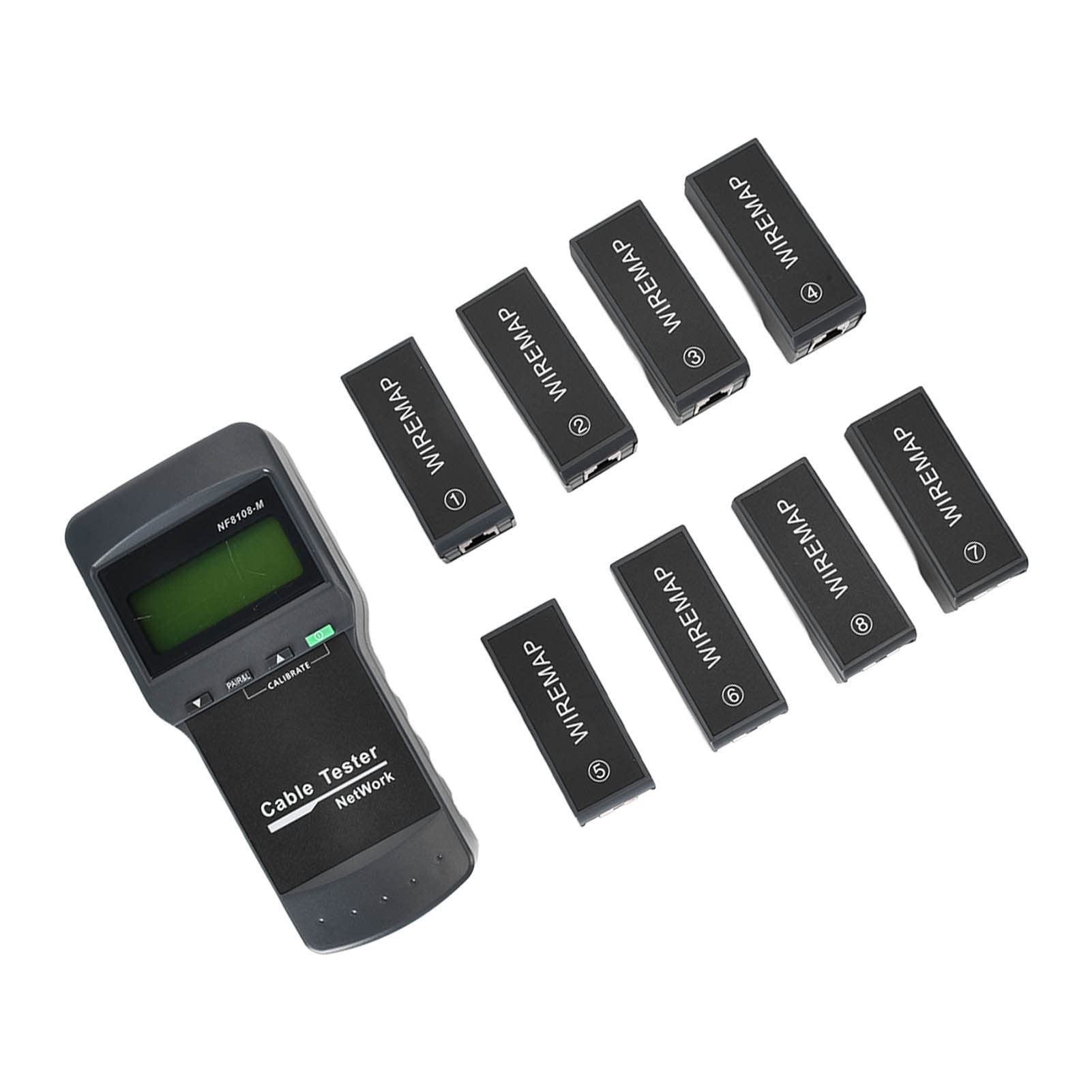 Hyuduo Tester per Cavi di Rete RJ45 Cable Finder con Display LCD 8 unità Remote per Test di connettività con Punto di Interruzione della Lunghezza Coppia di Cavi e Lunghezza Coassiale