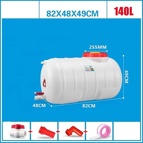 Miniatura 2 de Tanque de agua de gran capacidad de 140 L Cubo de agua de plástico Cubo de agua cuadrado horizontal Tanque de almacenamiento de agua con cubierta y