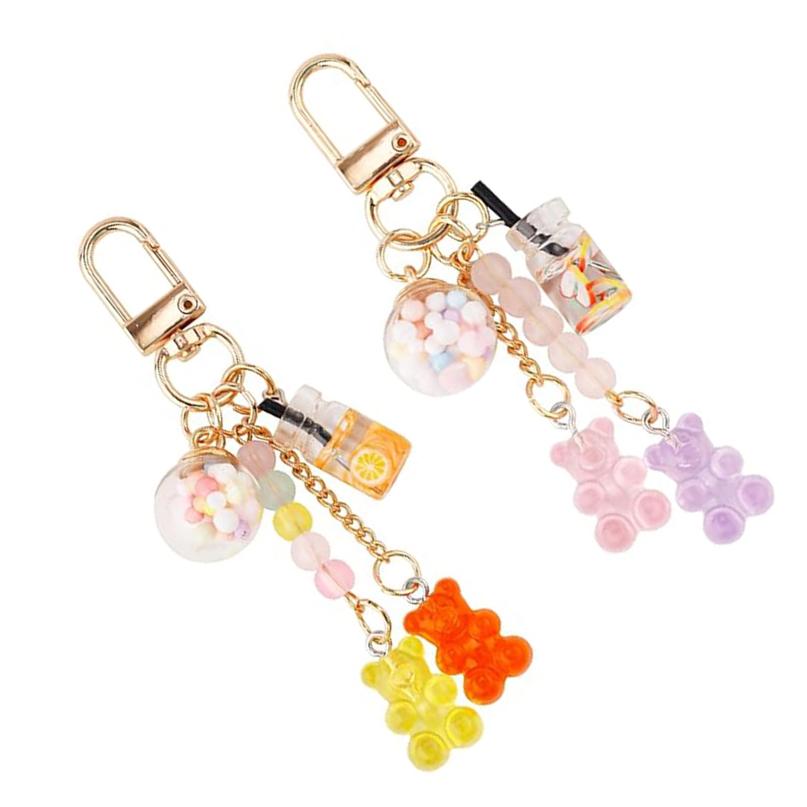 Yabgkgagnan Women's No 2 Pcs Candy Color Macarons Bear Resin Key Ring, Cute Bear Keychain, Kawaii Gummy Cute Keychain,Durable Bag Accessories,For Giving To Friends And Family,Accessories For