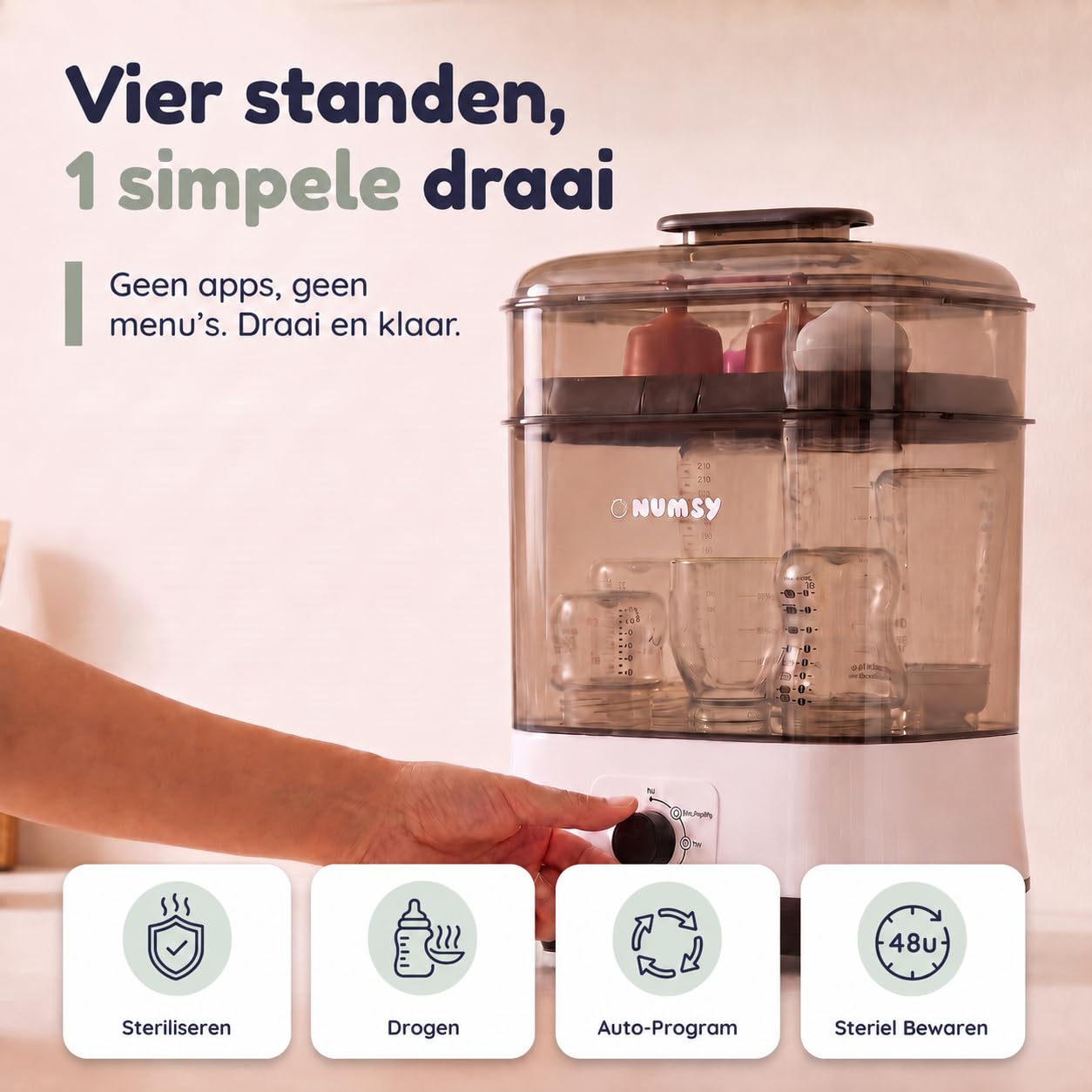 Numsy Steamix Pro Sterylizator do butelek z suszarką – suszarka do butelek