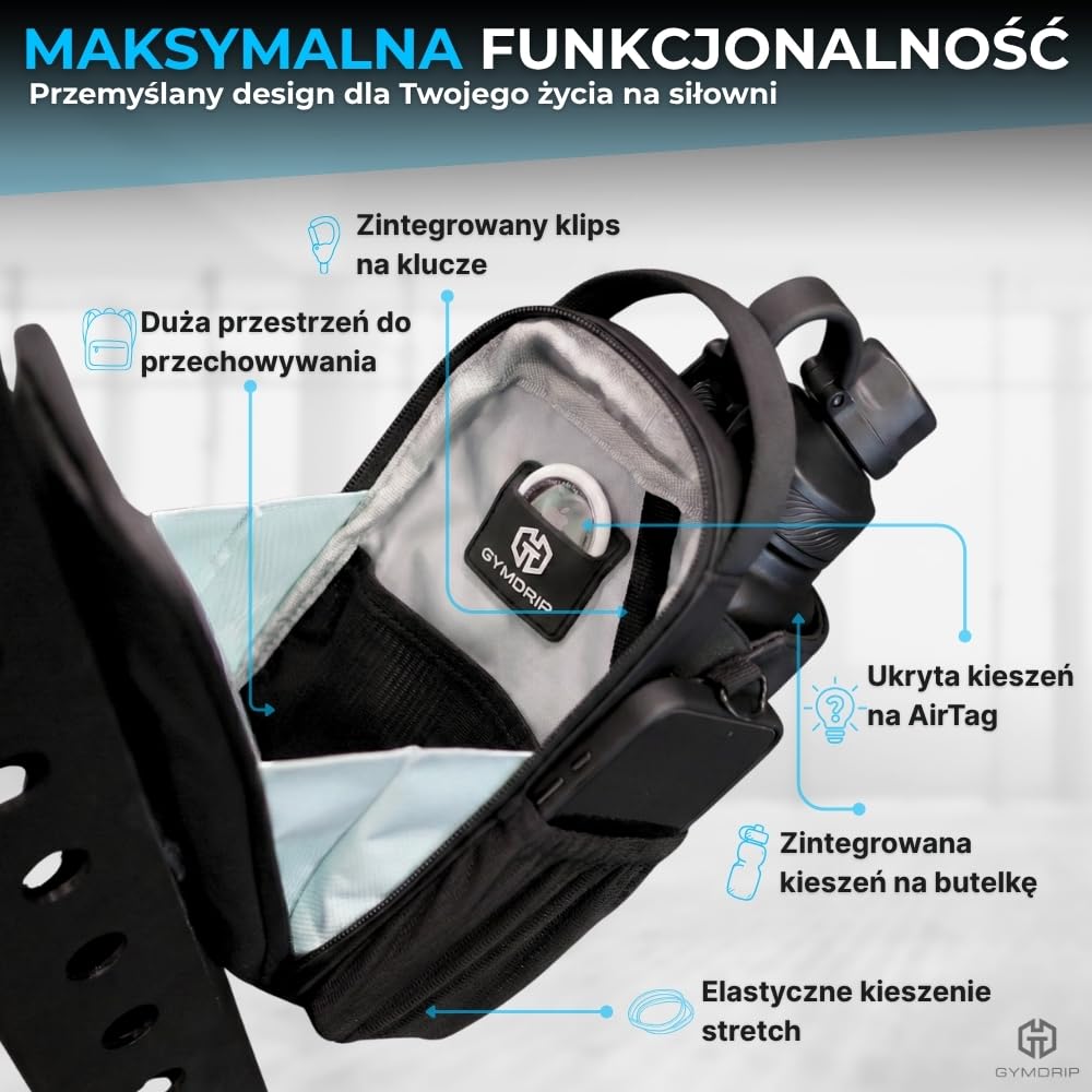 Magnetyczna torba sportowa z uchwytem na butelkę o pojemności 1,5 l, kompaktowa torba do treningu, sportu i codziennego użytku