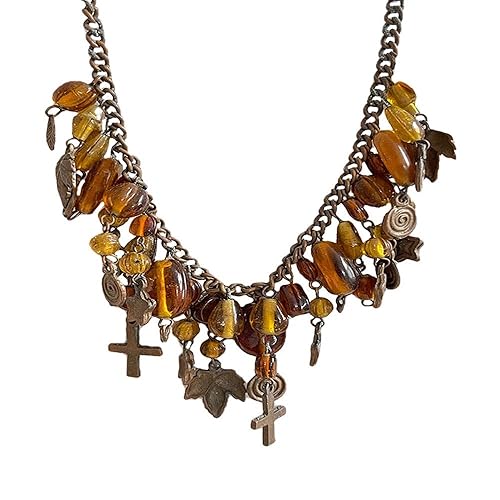 Italian Murano Glass Beads Charms Layered Necklace - Gorgeous Layered Beaded Necklace with Multi Charms - Multi Strand Lariat Necklace - Unique Gift