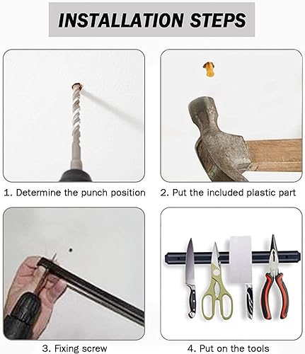 Miniatura 7 de Paquete de 2 soportes magnéticos para cuchillos de 8 pulgadas, color amarillo, tiras magnéticas para cuchillos de cocina, libre de óxido, multiusos,