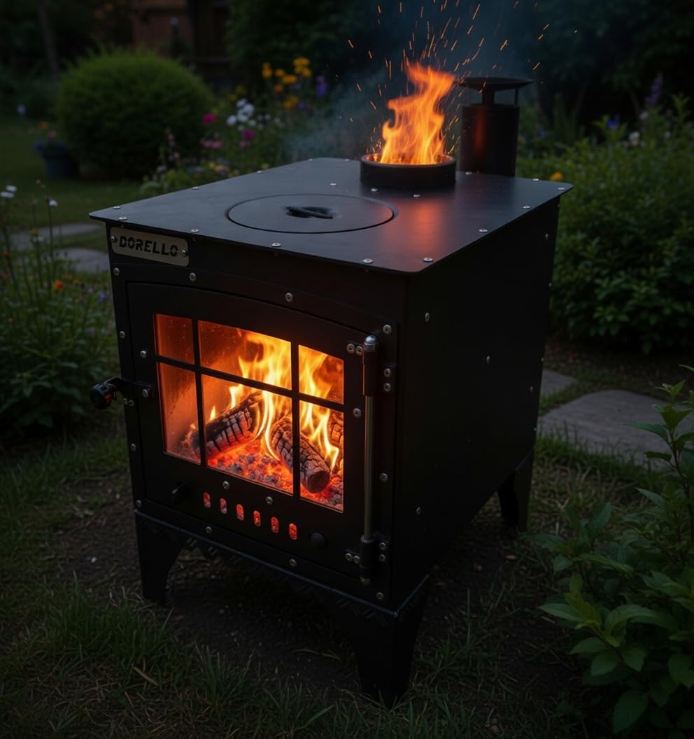 Dorello New 05 Portable Wood Burning Camp Stove – Heavy Duty Outdoor Tent Stove for Camping and Cabin