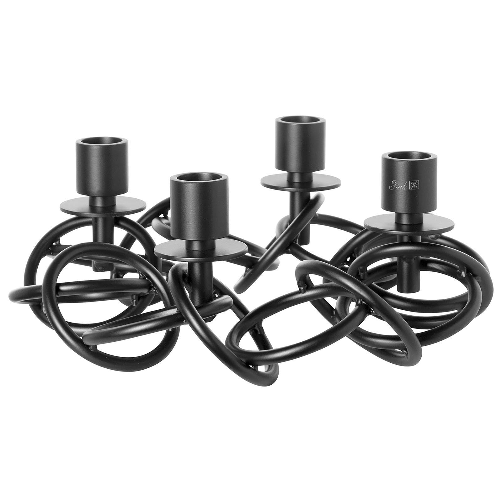 Fink Advents-Kerzenhalter 4-flammig Ø 34 cm Metall schwarz pulverbeschichtet - Kerzenständer für Stabkerzen Ø 3 cm - puristisches Design als Tischdeko & elegante Wohnzimmerdeko