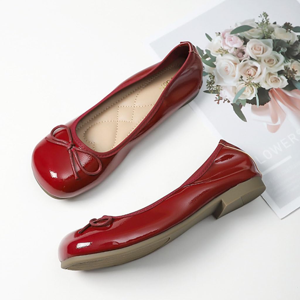 Ballerine da Donna Scarpe comode in Vernice, Classiche Slippers Piatte da Donna con Fiocco, Eleganti Ballerine per Tutti i Giorni, Ufficio e Cerimonie, Antiscivolo e Traspiranti