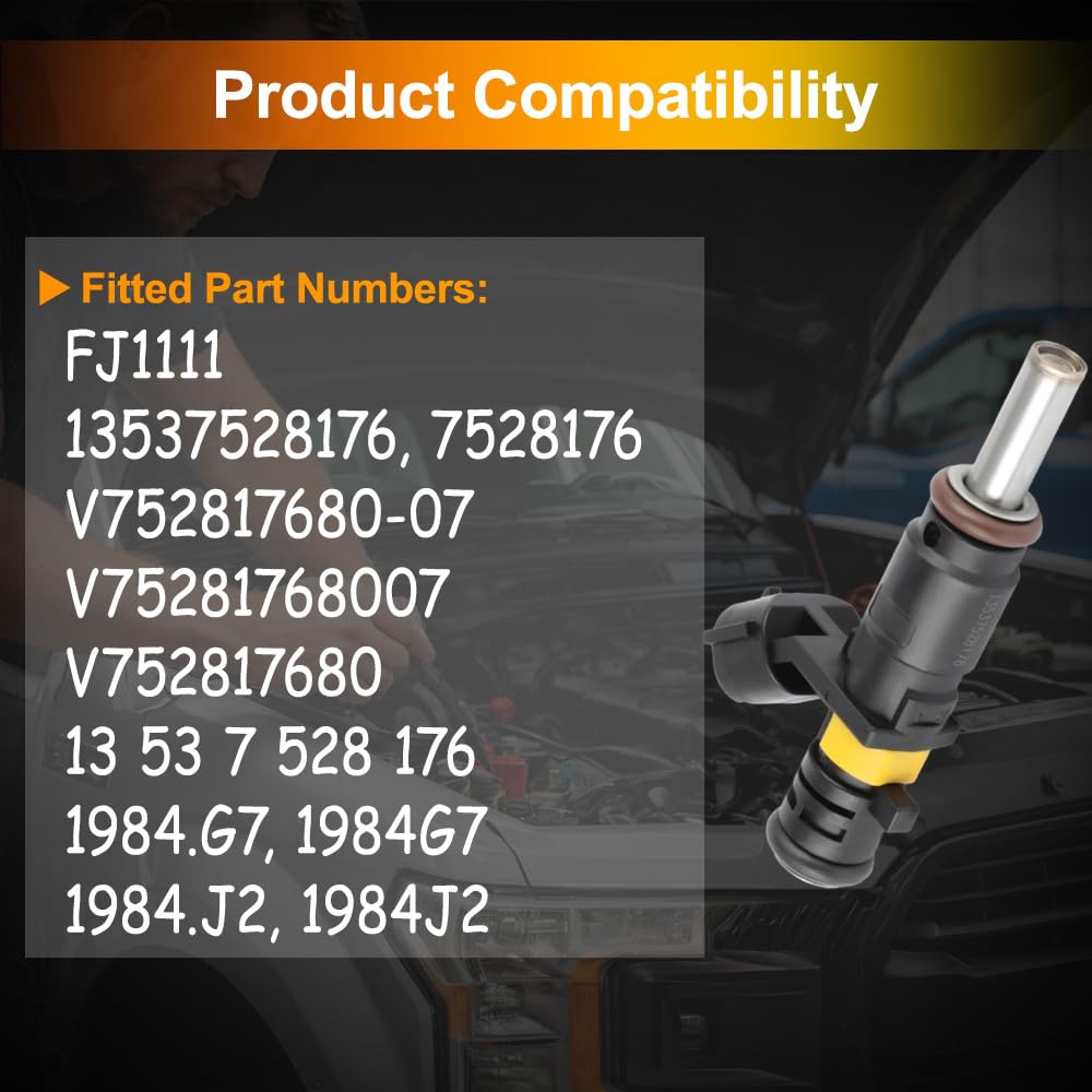 13537528176 Set di 4 iniettori per auto a 2 poli Compatibile con Mini Cooper 1,6 l 2007-2009 2011-2015