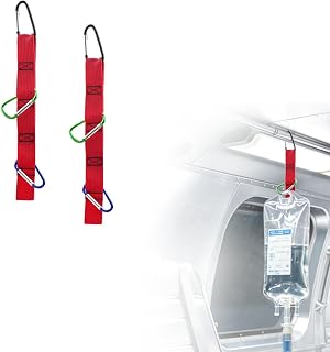 2 Pack Portable IV Bag Holder with 3 Carabiners, Heavy Duty Medical Hanging Strap for EMS, EMT, Paramedics, Infusion Pump, Ambulance & Patient Transport