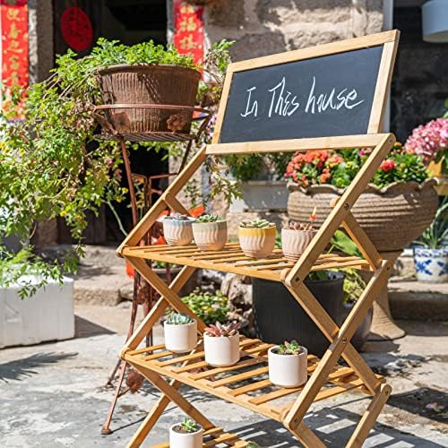 3 Tier Plant Stand Indoor Folding Plant Stand Ladder Plant Stand with Magnetic Chalkboard Stand Magnetic Display Stand Multi Tier Plant Stand Indoor Outdooroutdoor for Garden Patio