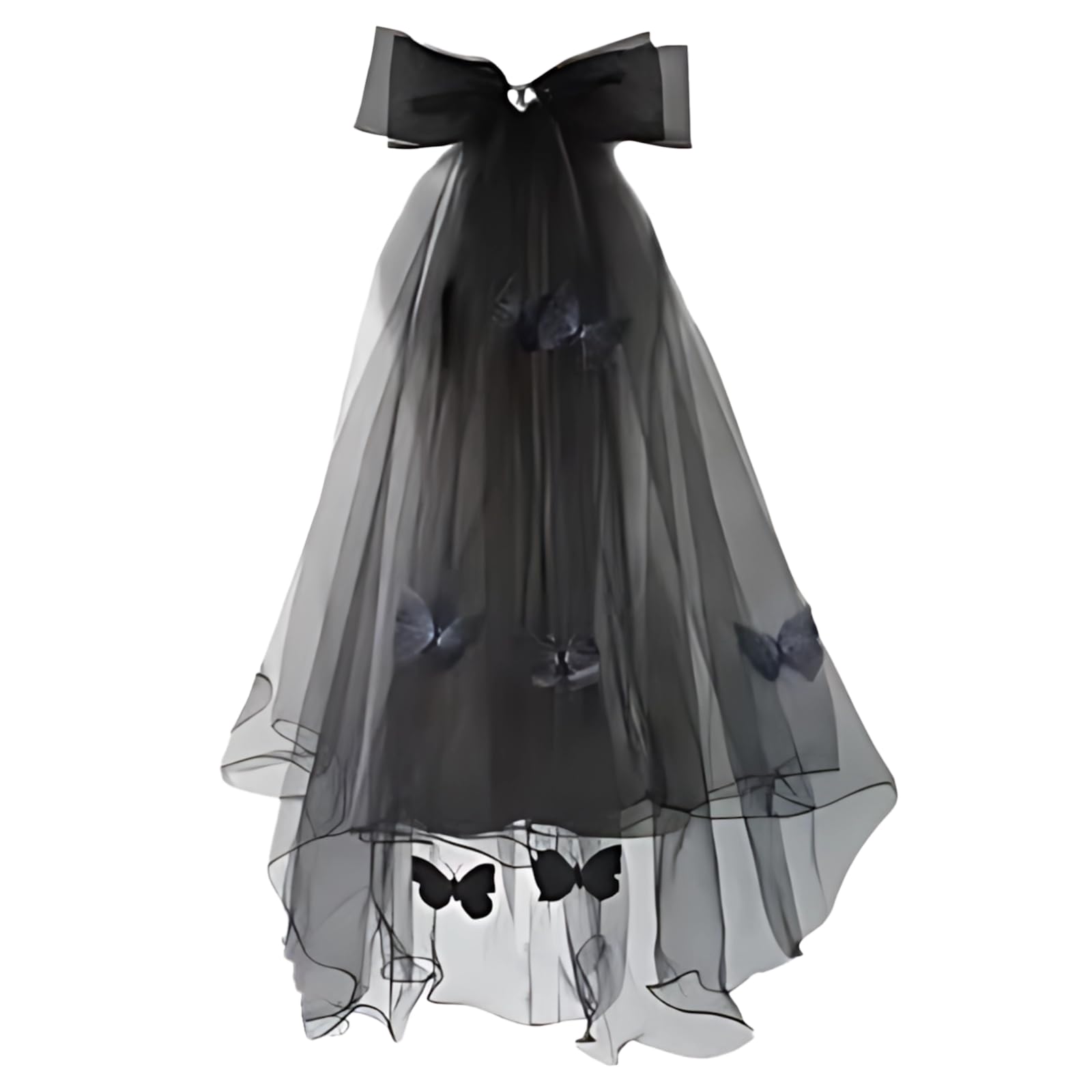 Velo de novia gótico para bodas temáticas Halloween y cosplay de estética oscura 6
