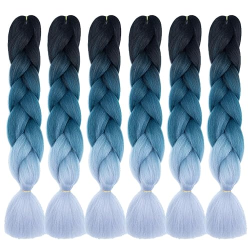 Miniatura 49 de Xiaofeng Extensiones de cabello trenzado para mujer, 3 paquetes de 100g/paquete (3.53 oz/paquete), 24 pulgadas, alta temperatura, ombré, pelo