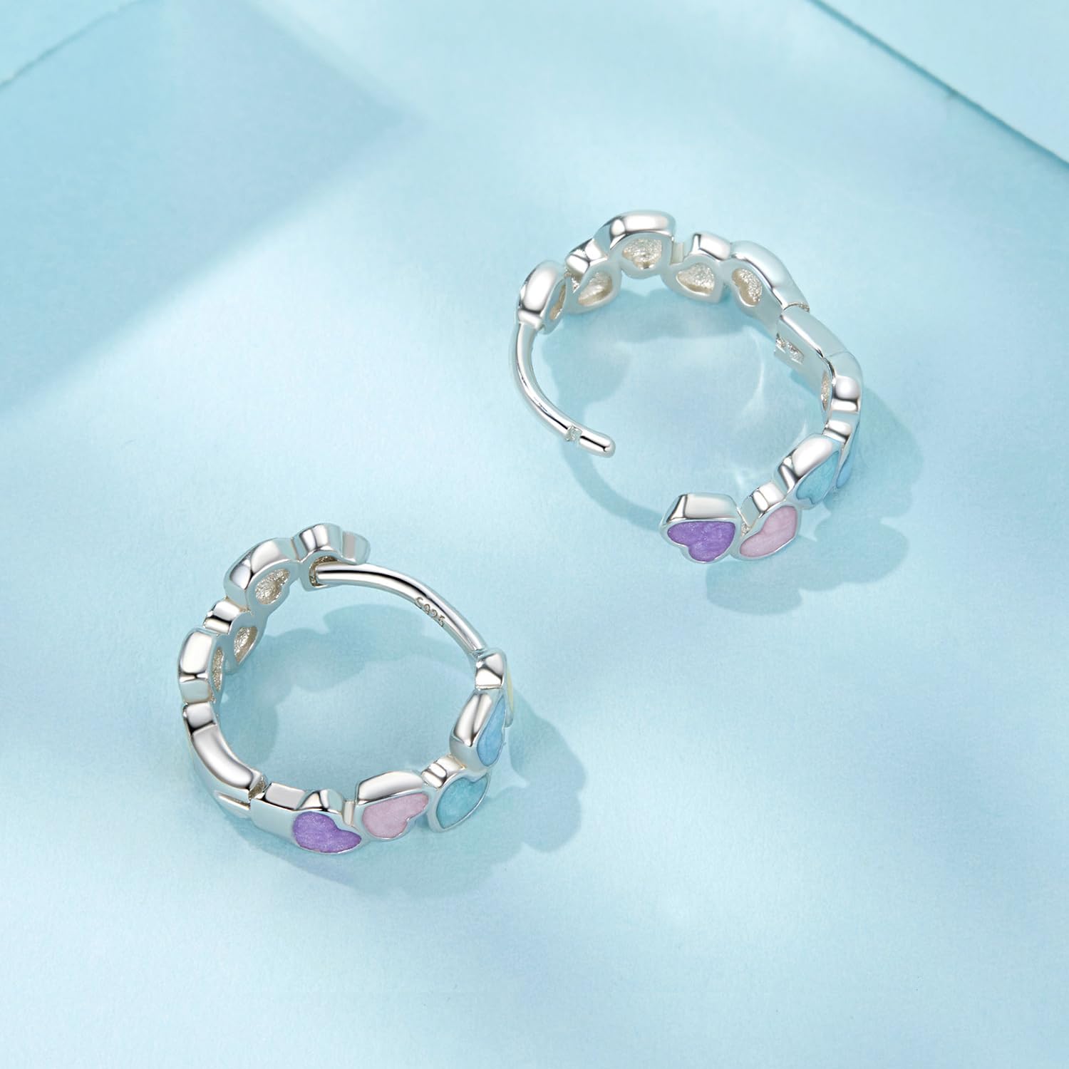 Orecchini a clip a forma di cuore con dopamina colorata, in argento Sterling 925, leggeri e comodi da indossare