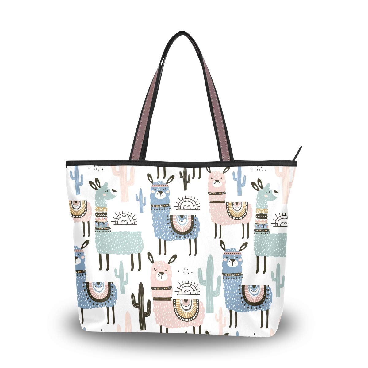 Womens Top Handle Tote Bag Llamas Cactus Sun Shoulder Bag Handbag