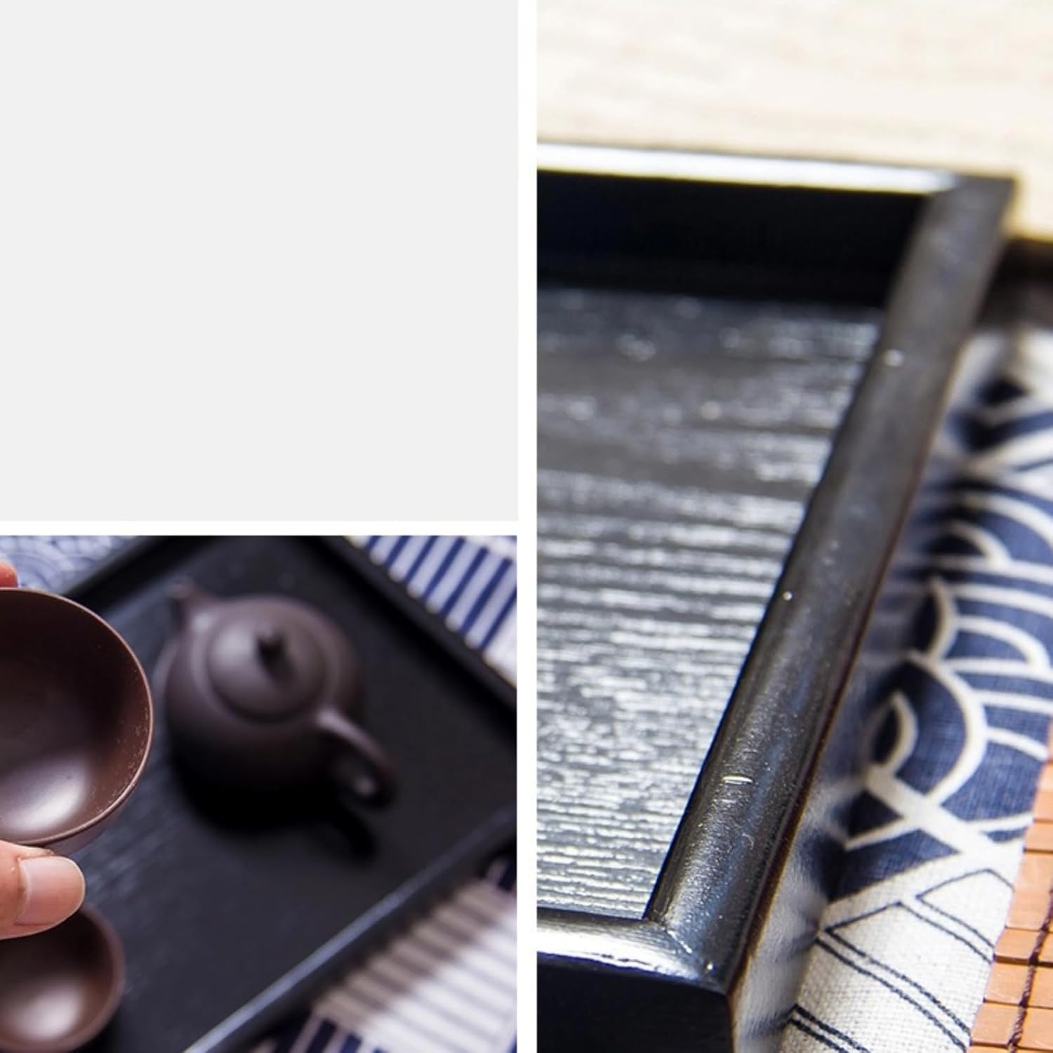 Coffee Table Tray, Wood Tray, Wooden Tray, Black Tray Food Tea Tray Rectangle Solid Wood Tea Coffee Snack Food Meals Serving Tray Plate for Breakfast Dinner Coffee Table Parties(30 * 24)