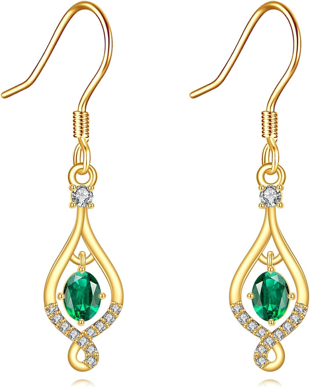 DOVRAN 14K Real Gold Infinity Earrings Infinite Love Dangling Earrings Jewelry for Women