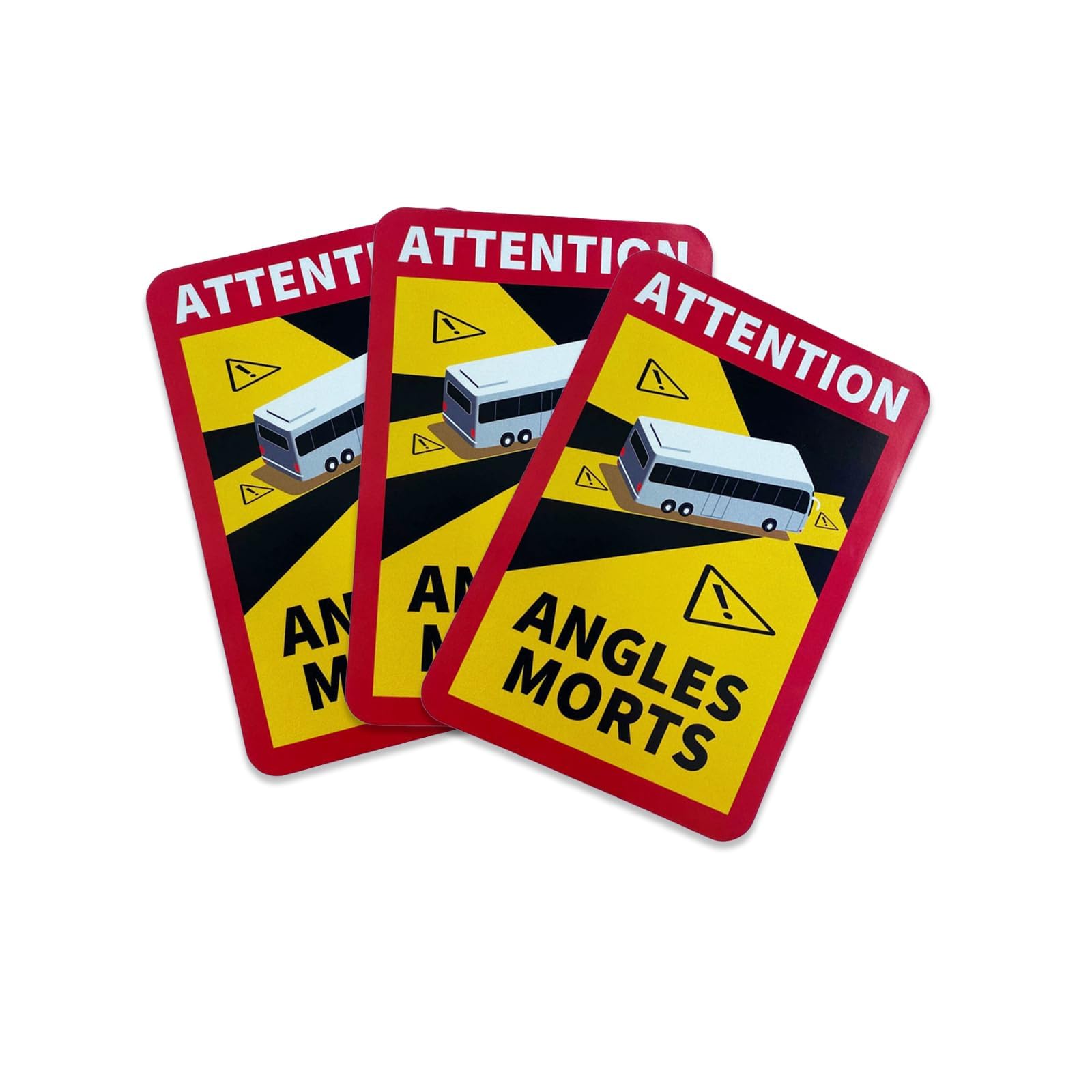 Lot De 3 Autocollants 'Angle Mort' Magnétiques - 17x25 Cm - Imperméables, Pour Bus, Camping-Car, Véhicules Utilitaires