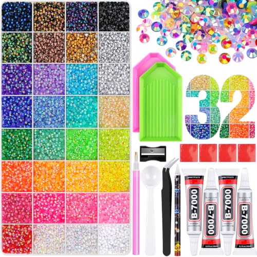 TINKRSTUFF 45000Pcs 3mm Jelly Rhinestones Bedazzling Kit