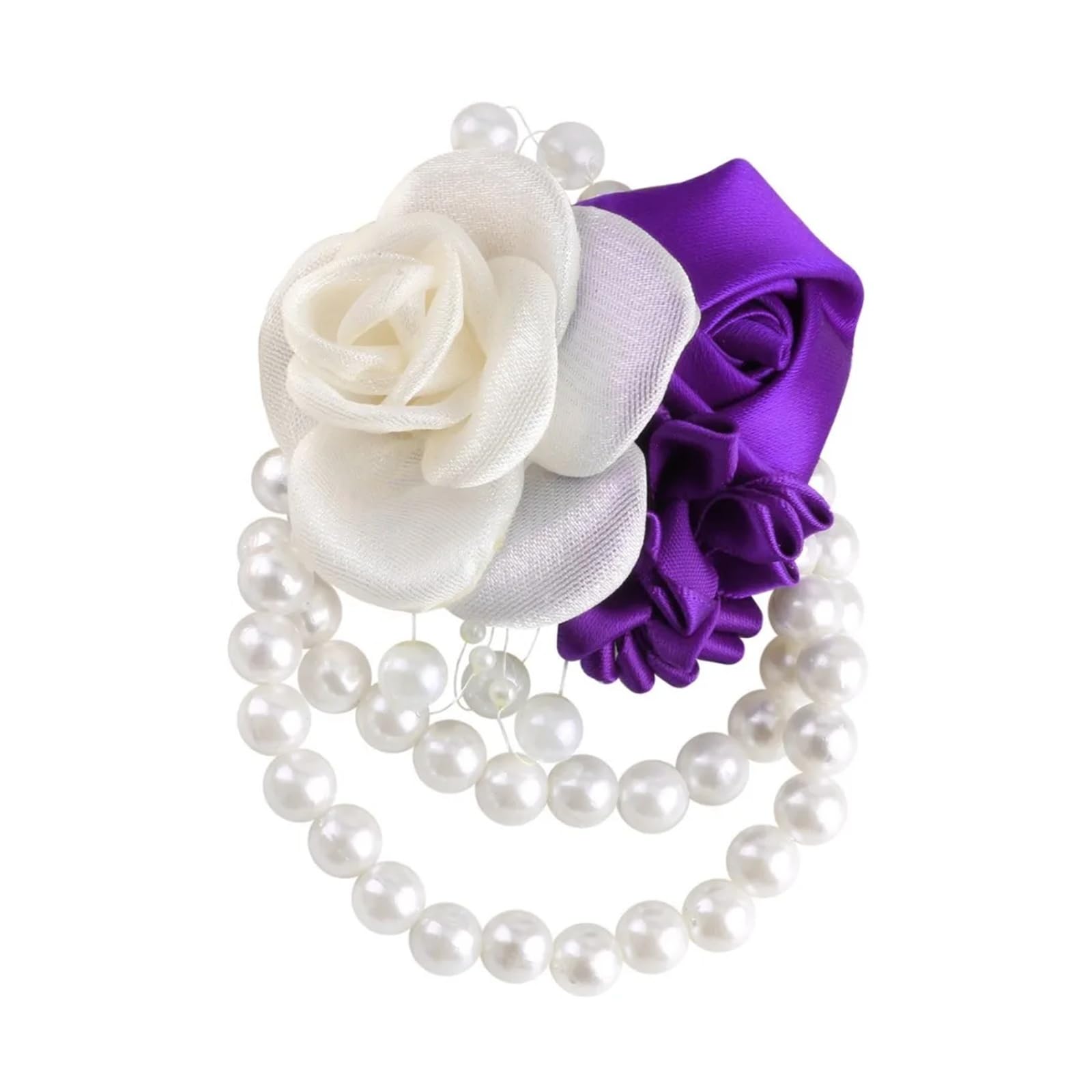 Wedding boutonniere Organza & Satin Rose Boutonniere & Wrist Corsage(Red)