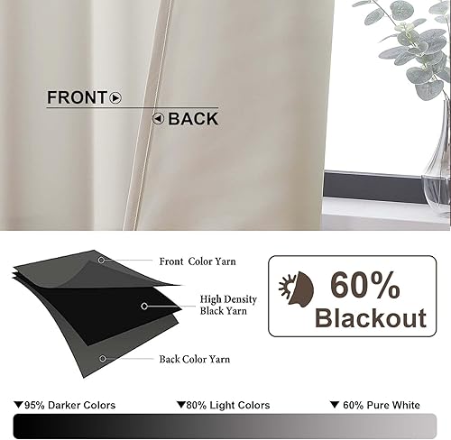 Miniatura 117 de Gwine Cortinas opacas para sala de estar de 63 pulgadas de largo, con aislamiento térmico, cortinas opacas para decoración de dormitorio con Azul