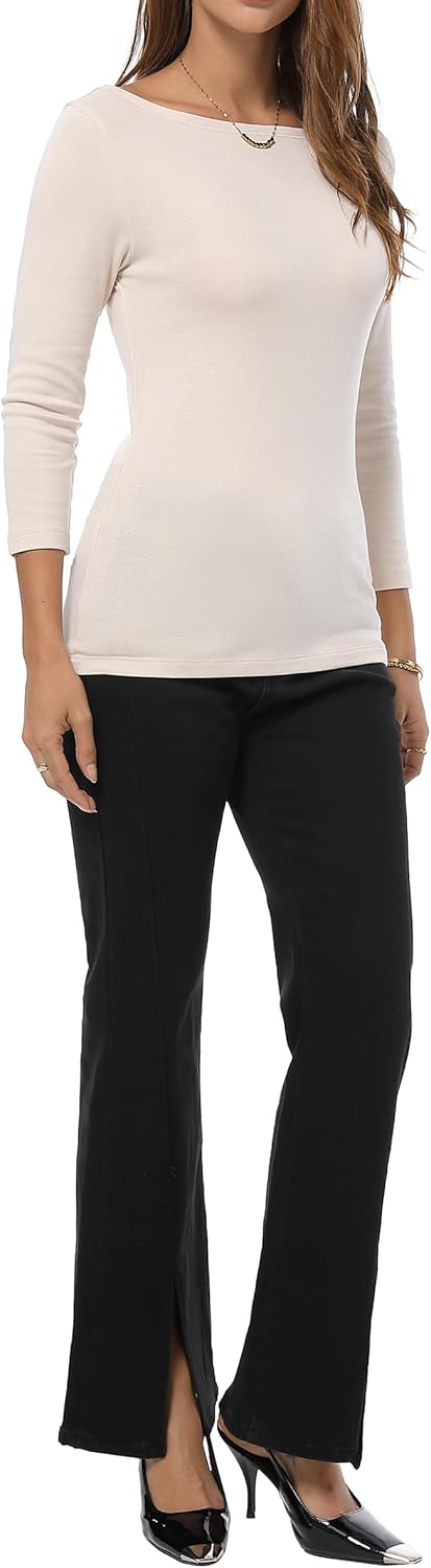 QUALFORT Women’s 3/4 Sleeve T-Shirts Slim Fit Lightweight Casual Tops for Spring Summer 2026 - Image 7