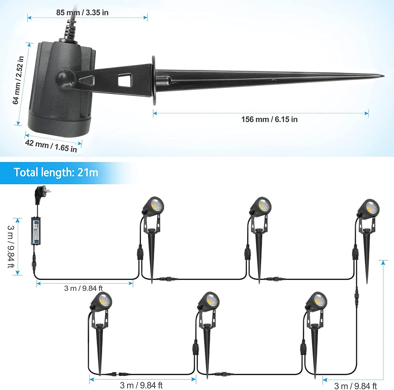 Spot LED Extérieur 6 Pack 6x3W 1680LM IP65 Blanc Chaud