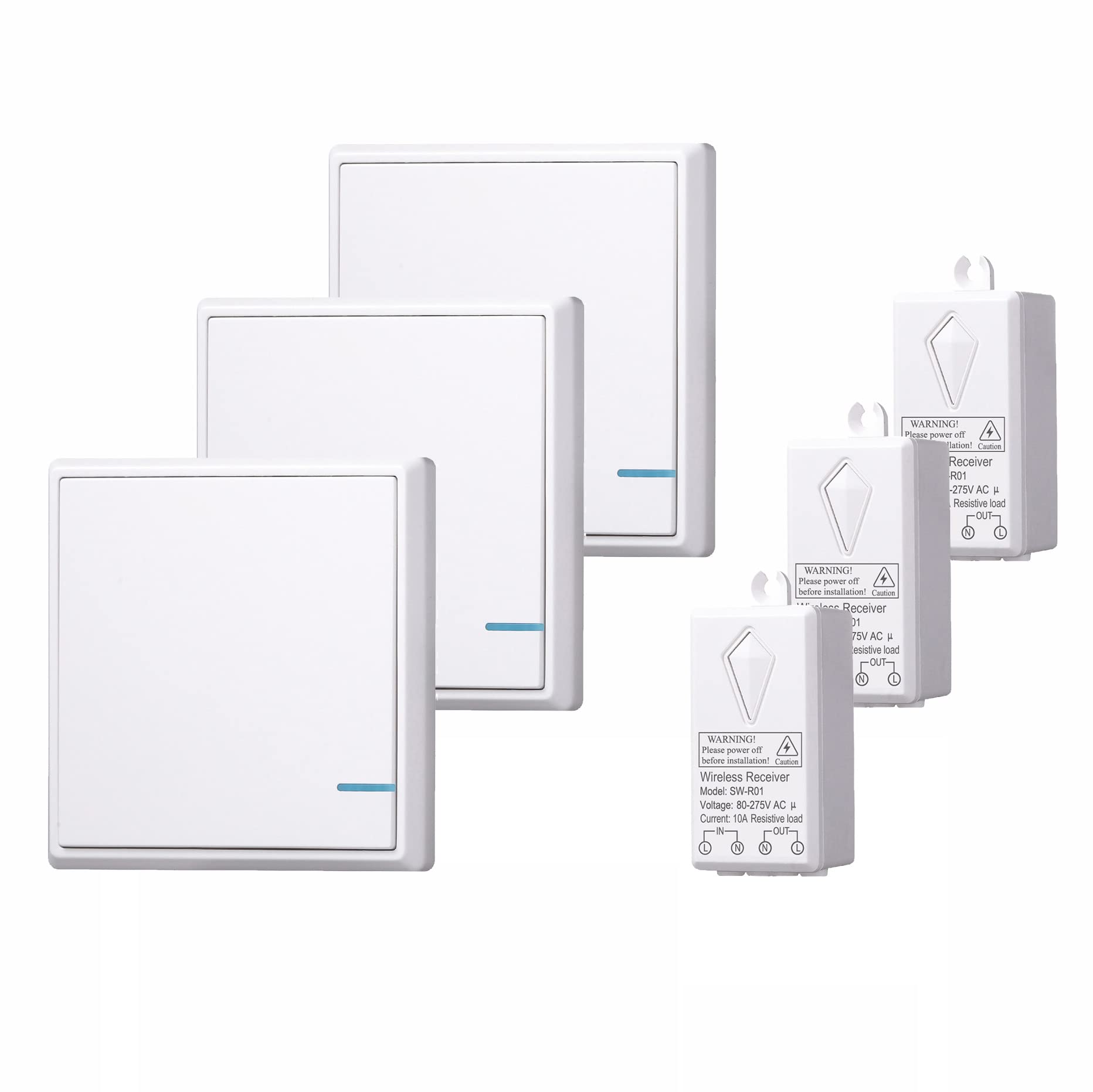 Romote Steuerung Lichtschalter Kit, Drahtlos Erforderliche Schnelle Erstellung Umzug Für Home Office Hotel Lichter Lampen Led Lampen Ventilatoren Gerät (3 Schalter Und 3 Empfänger)