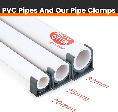 Miniatura 3 de Abrazaderas de tubo de PVC en forma de U de 0.787 in0.79 pulgadas (gris), soporte de suspensión de manguera, alta resistencia para fontanería en el