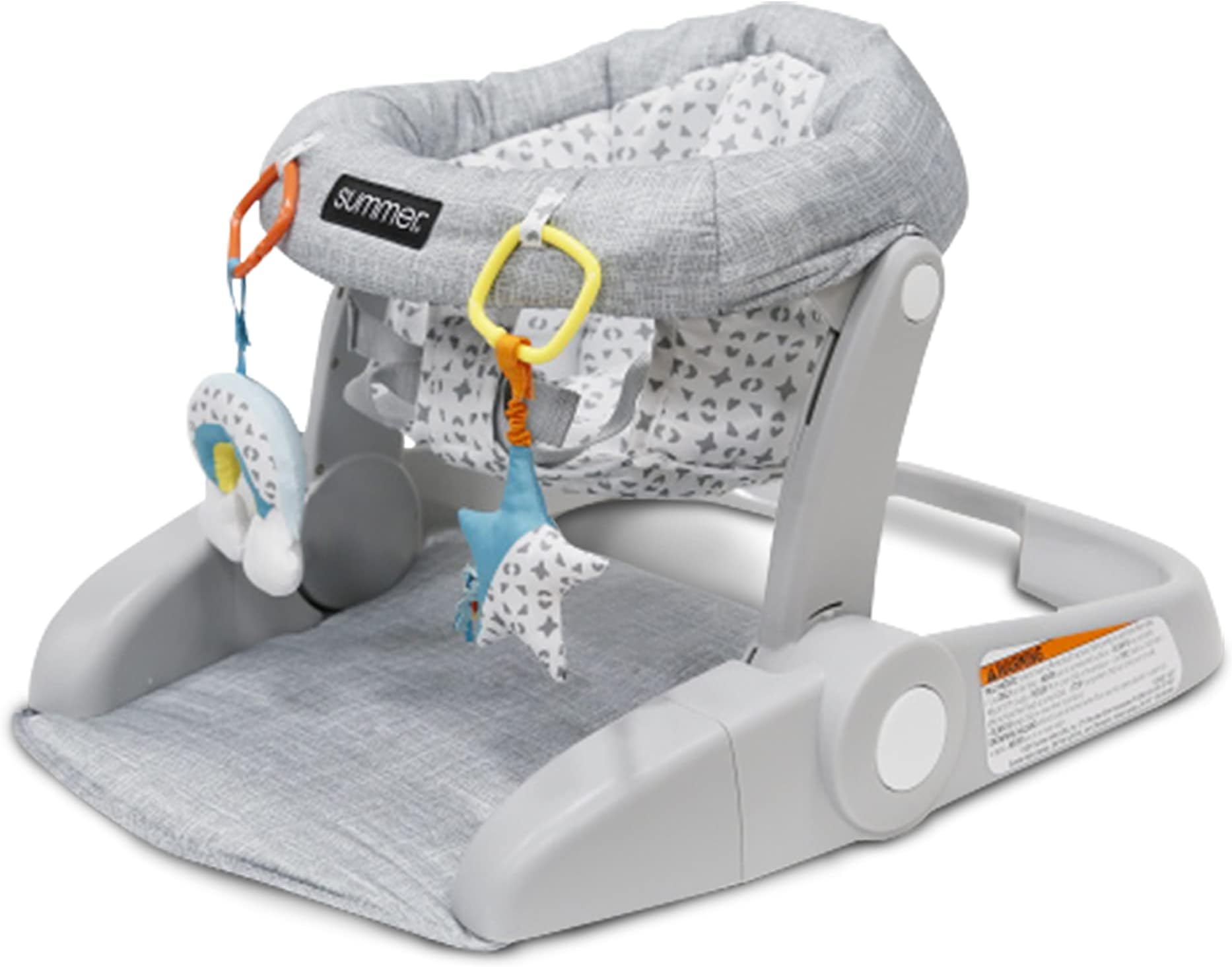 Summer® Learn-to-Sit™ 2-Position Floor Seat (Heather Gray) – Sit Baby Up in This Adjustable Baby Activity Seat Appropriate for Ages 4-12 Months – Includes Toys, Funfetti Neutral