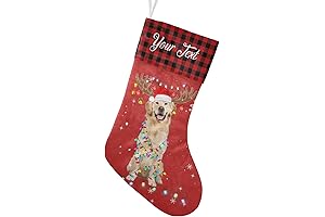 Personalized Christmas Stocking, Cute Golden Retriever Stocking, Christmas Santa Stocking for Home...