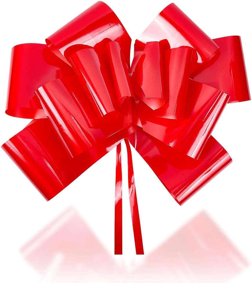 23 Inch Red Car Bows Big Car Bow Plastic Large Giant Gift Wrapping Present Birthday Christmas Wedding Reception Decorations Ribbon Sets for Indoor Outdoor Party Congratulations Ornaments