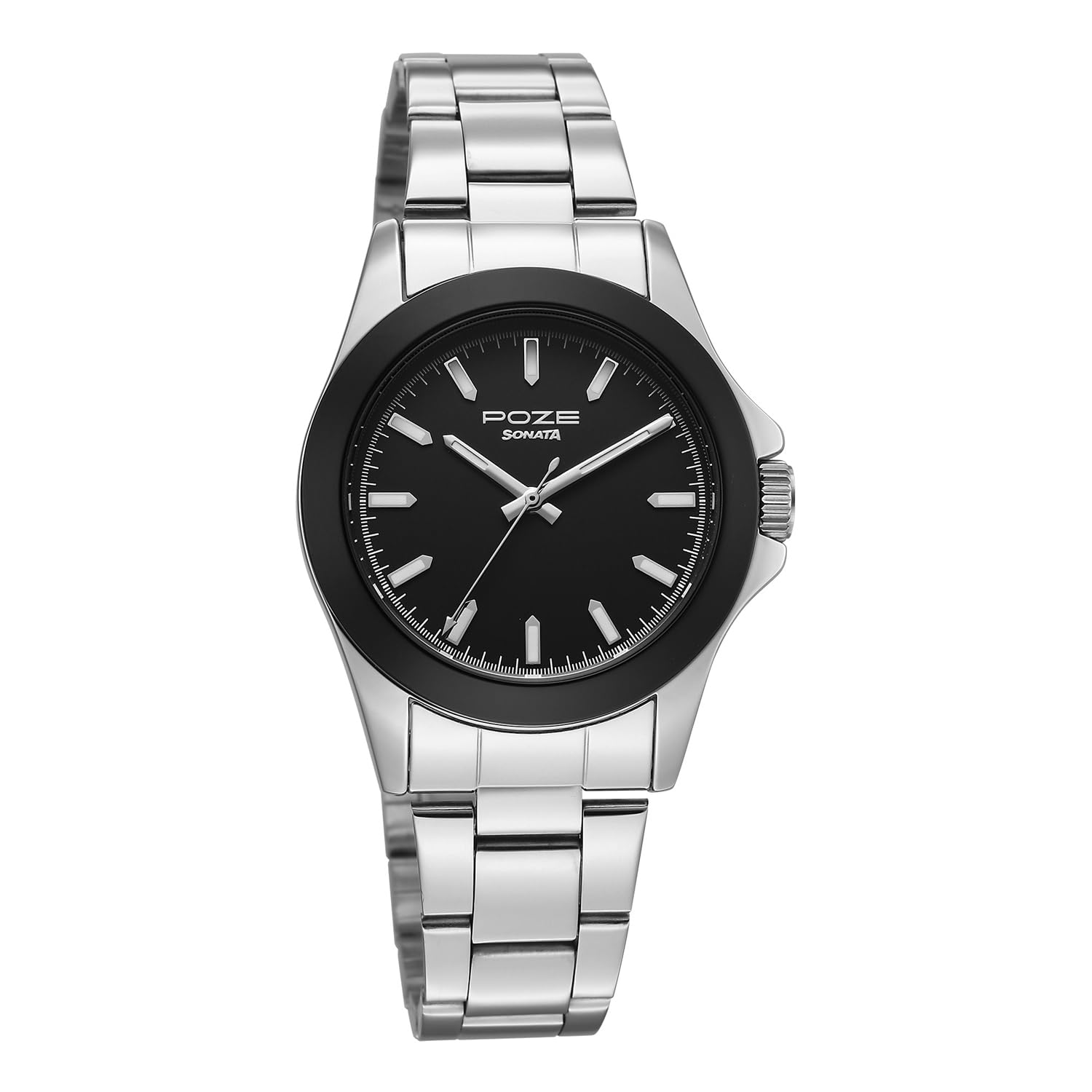 sonata Poze 8 Quartz Analog with Black Dial IPS Stainless Steel Strap Watch for Men - SP70105SM02W-picture-9