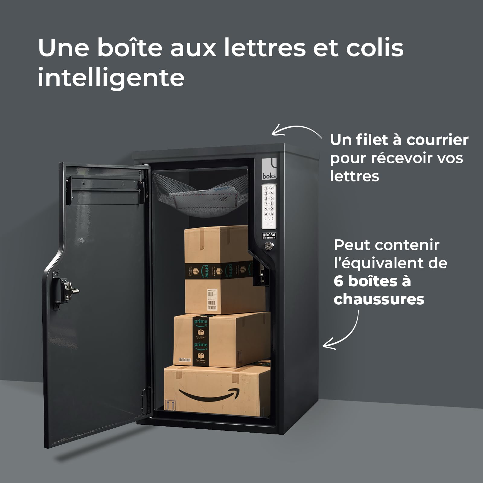 Boîte aux Lettres et Colis Boks Grand Format Universelle, Intelligente et sécurisée - Gris Anthracite (RAL 7016)