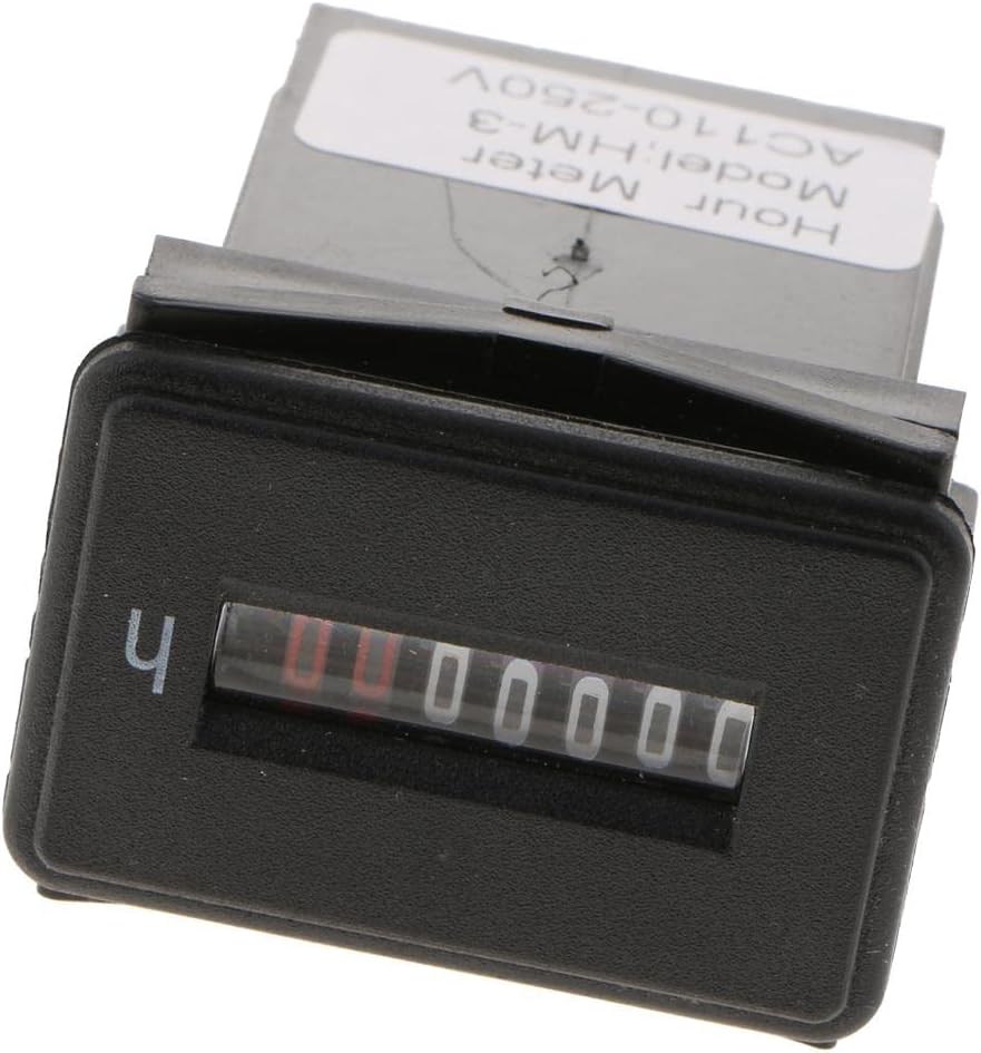 Round Hour Meter Timer Gauge for Inrial Machinery - Reliable Performance, Easy to Read - Keep Track of Engine Hours Beyond 99999.9 - AC/DC 110-250V
