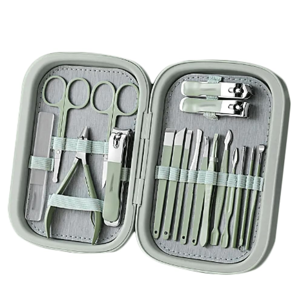 esmen 18 Pezzi Kit per Nail Art in Acciaio Inossidabile Set tagliaunghie Professionale Strumento per Pedicure Manicure per la Cura delle Unghie delle Unghie dei Piedi Set per Manicure