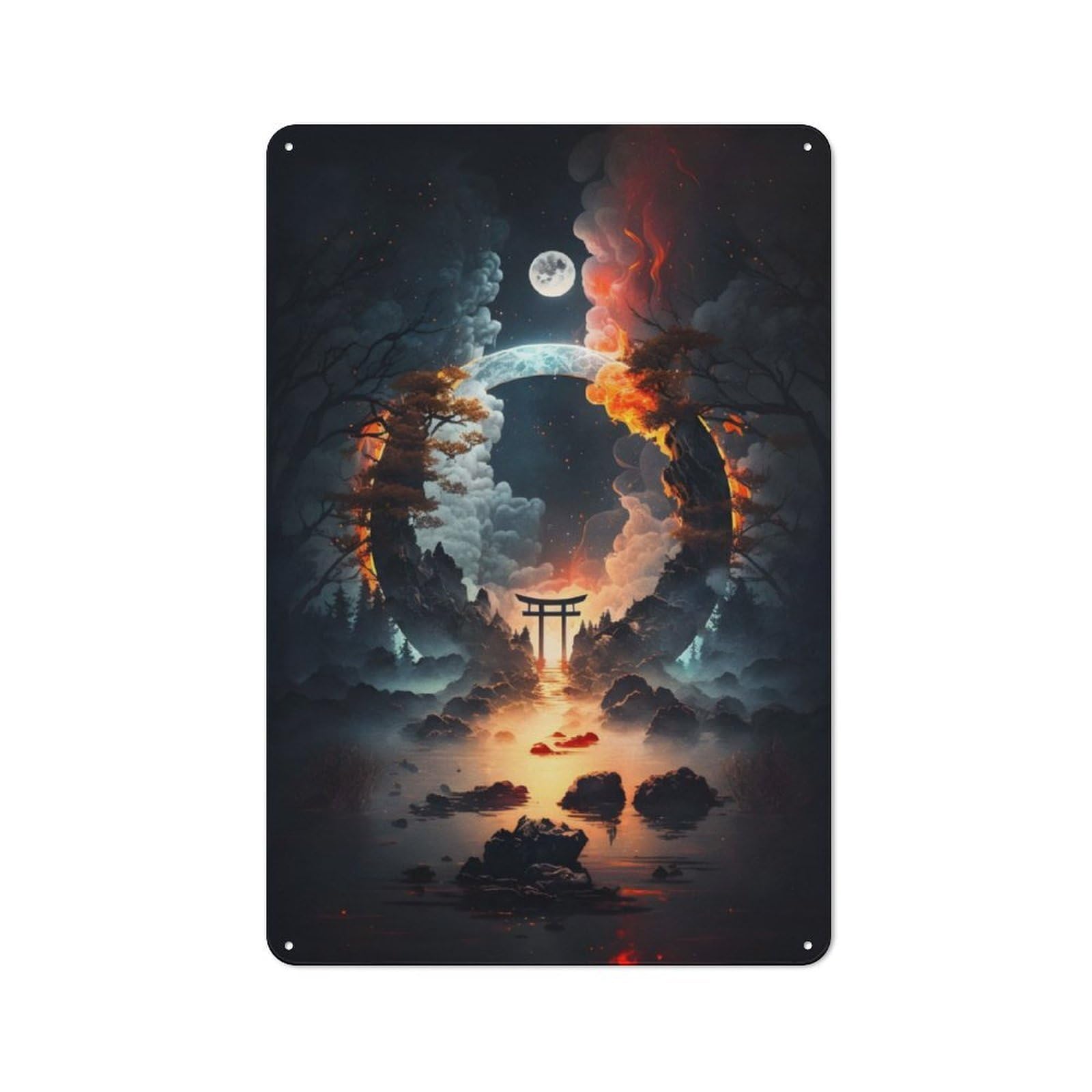 Junmoney Magic Portal At Torii Gate Retro Metal Sign 30X20cm For Café Or Home Bar, For Home Interiors, Feature Walls And Decorative Displays