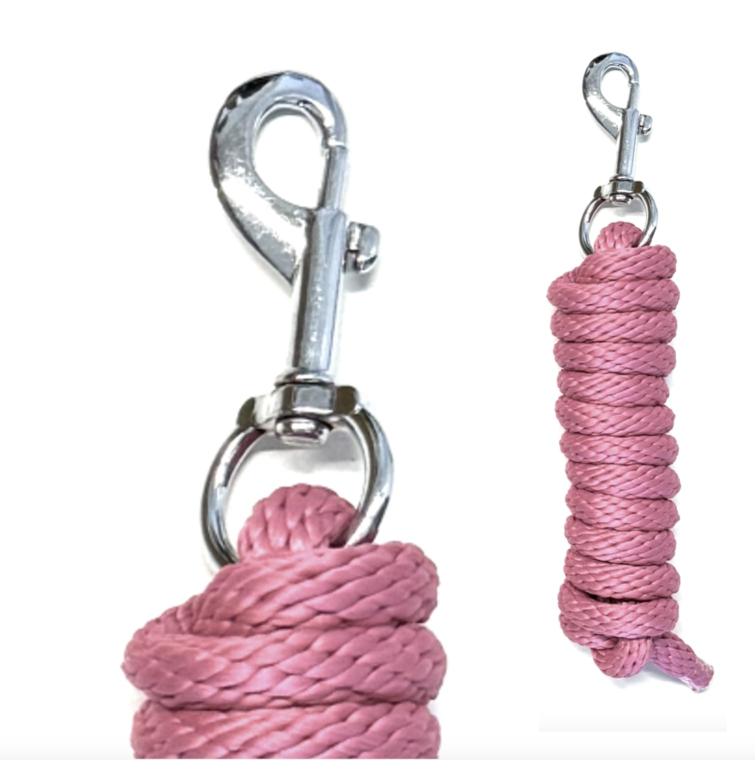JA4003 Kunstfell Halfter Führstrick Set mit Karabinerhaken verstellbar Pferdehalfter Pferd Holzpferd Anbindestrick (Kunstfell Karabinerhaken Pink, Pony)