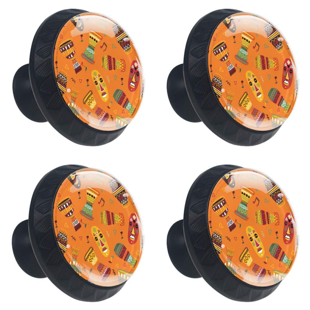 African Pattern Drawer Knob Pull Handle Cupboard Knobs with Screws 4pcs